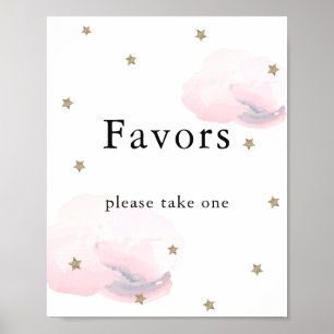 Stars & Pink Clouds Baby Shower Favours Sign