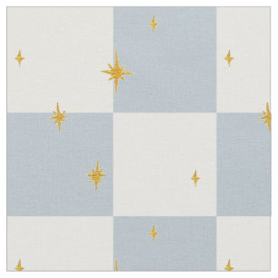 Stars plaid Check magical sage blue  Fabric