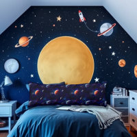 Stars, Planets, Galaxy, Outer space Themed