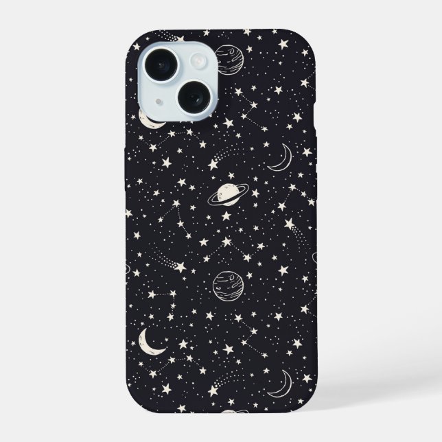 Stars & Planets Pattern iPhone 15 Case (Back)