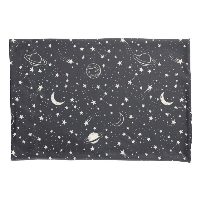 Stars & Planets Pattern Pillowcase (Front-Left)
