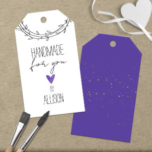 Stars & Purple Heart Handmade For You 🎁  Gift Tags