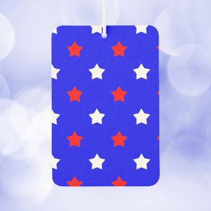 Stars Red and White Pattern Blue Background Car Air Freshener
