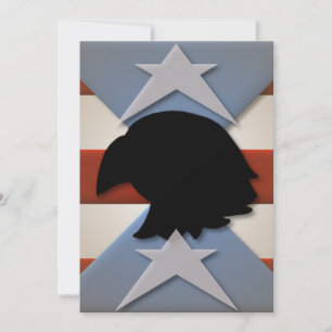 Stars Red Blue Flag Eagle Silhouette Invitation