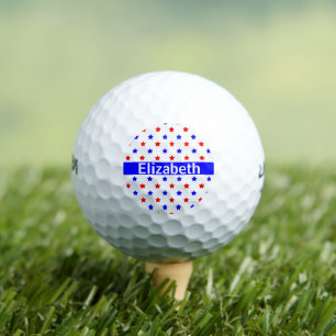 Stars Red White Blue Pattern Personalise Golf Balls