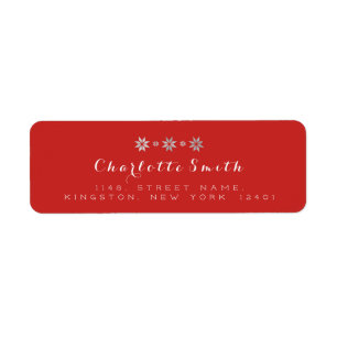 Stars Red White Grey RSVP Return Address Label