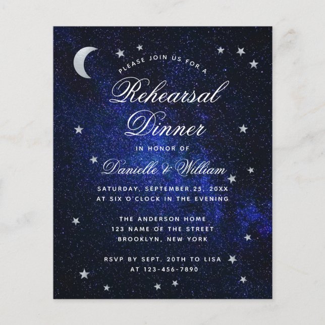 Stars Rehearsal Dinner - Budget Celestial Wedding  (Front)