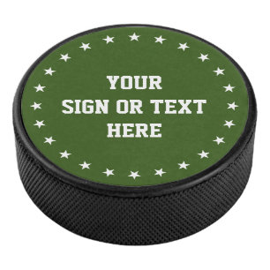 Stars Ring white + your colour, sign or text Hockey Puck