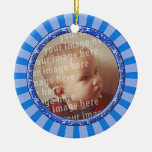 Stars Round Photo Frame Ceramic Tree Decoration