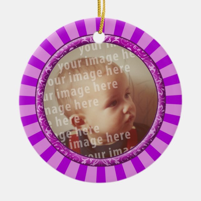 Stars Round Photo Frame Ceramic Tree Decoration (Front)