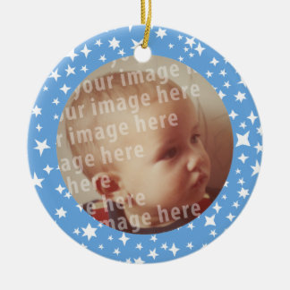 Stars Round Photo Frame Ceramic Tree Decoration