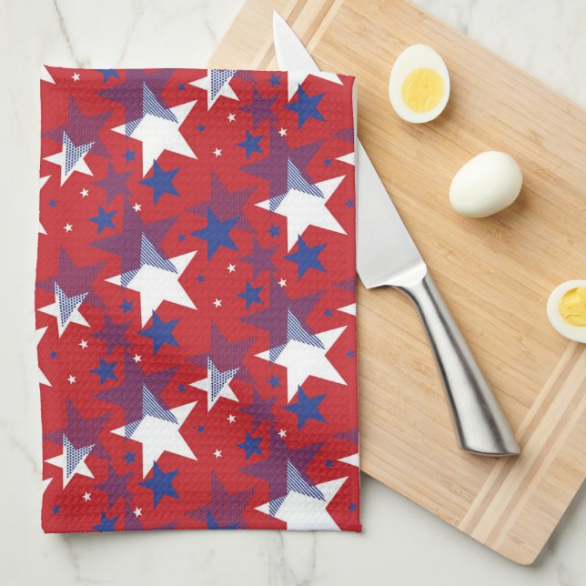 Stars Seamless Pattern  Tea Towel (Quarter Fold)