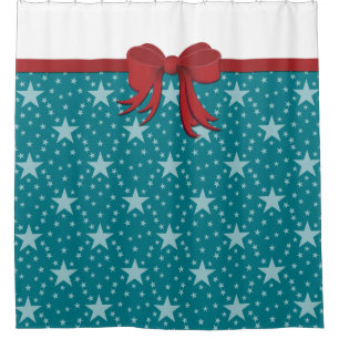 Stars seamless pattern white transparent & ribbon shower curtain