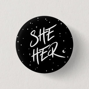 Stars She/Her Pronouns  3 Cm Round Badge