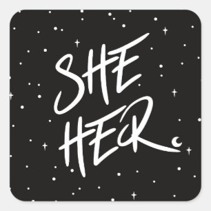 Stars She/Her Pronouns 3 Cm Round Badge Square Sticker