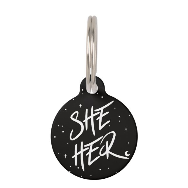 Stars She Her Pronouns  Pet Tag (Front)