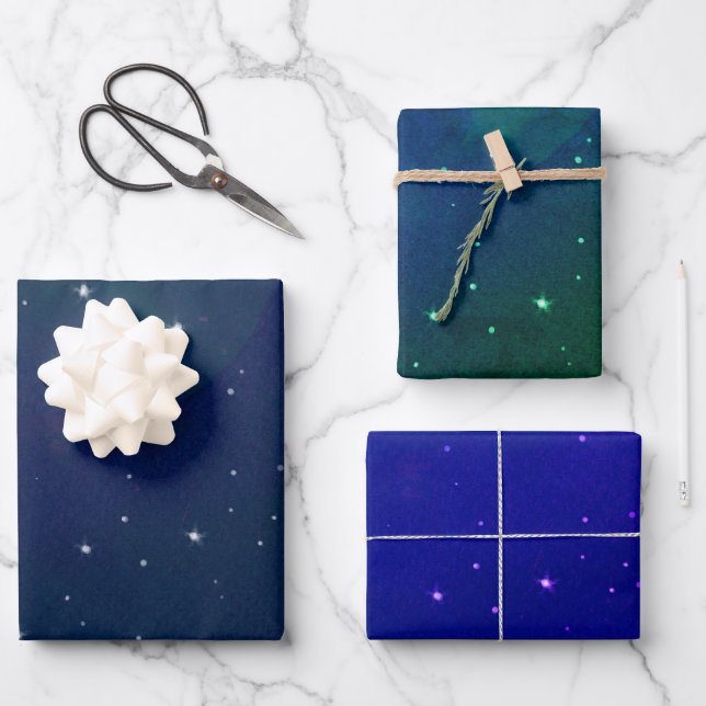 Stars Shining in the Night Wrapping Paper Sheet (Front)