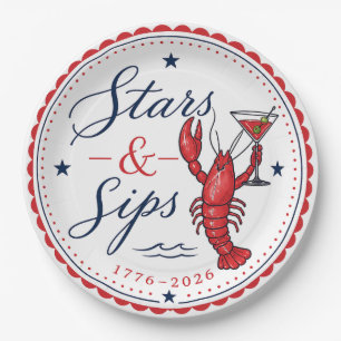 Stars & Sips Fourth of July America 250th Paper Plate