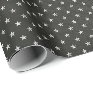 Stars Sky Black  White Night  Chalkboard  Delicate Wrapping Paper
