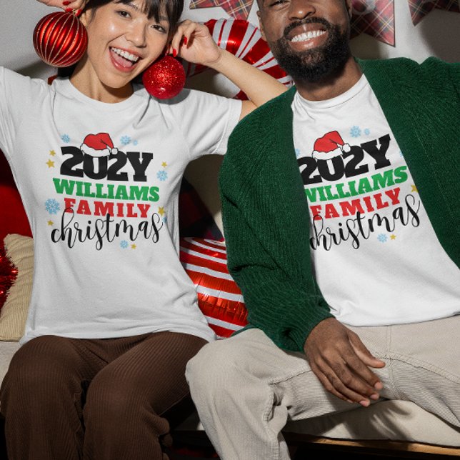 Stars Snowflakes Santa Hat Year Family Christmas T-Shirt (Creator Uploaded)