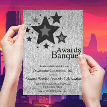 Stars Sparkle Silver Business Event Party Invite