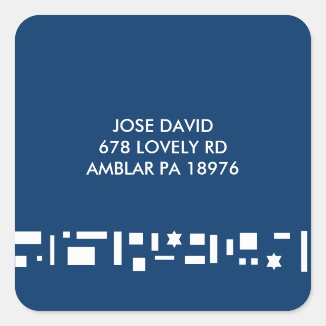 Stars & Squares REPLY RETURN ADDRES sticker lables (Front)