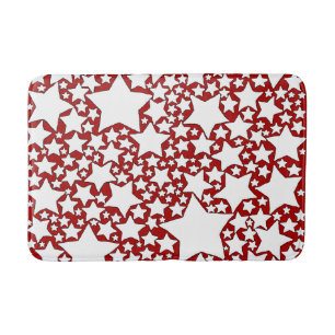Stars, Stars, Stars in Red and White Bath Mat