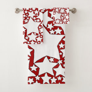 Stars, Stars, Stars in Red and White Bath Towel Set