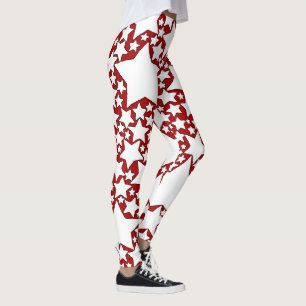 Stars, Stars, Stars in Red and White Leggings