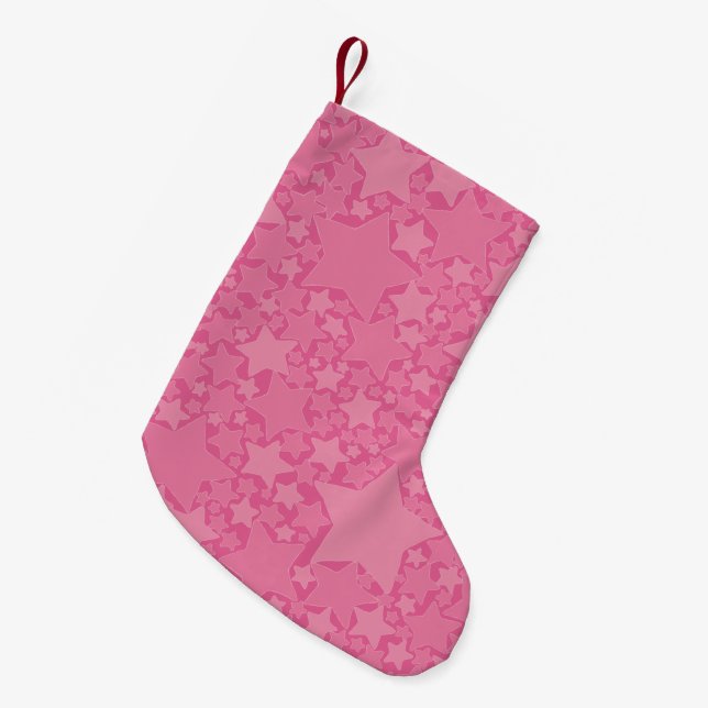 Stars, Stars, Stars - Pink Small Christmas Stocking (Front (Hanging))