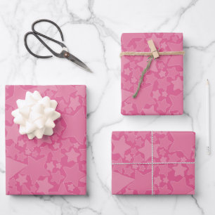 Stars, Stars, Stars - Pink Wrapping Paper Sheet