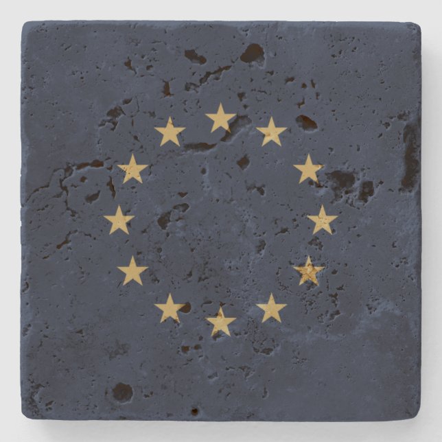 Stars – Sterne – Europe – Europa – EU-flag Stone Coaster (Front)