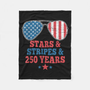 Stars Stripes 250 Years Birthday USA Men Women 4th Fleece Blanket