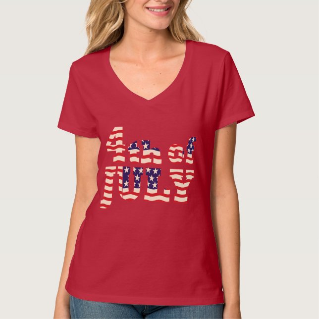 Stars Stripes 4th of July Independence Day T-Shirt (Front)