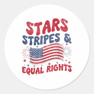 Stars Stripes And Equal Rights 4th Of July Classic Round Sticker