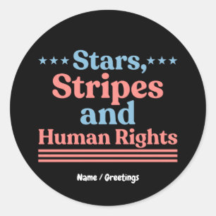 Stars Stripes and Human Rights Retro Feminist Classic Round Sticker