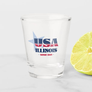 Stars, Stripes, and Illinois 1818 Shot glass