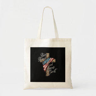 Stars Stripes and Jesus Christ Faith Patriot Tote Bag