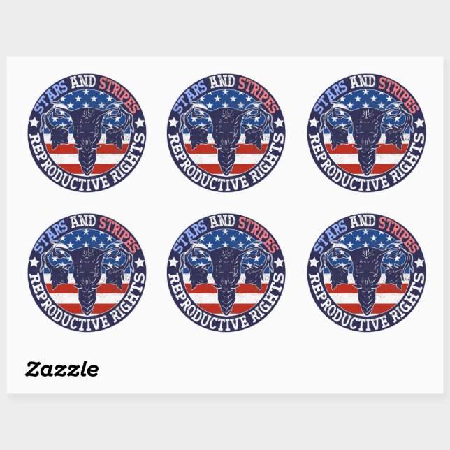 Stars Stripes And Reproductive Rights Pro Choice Classic Round Sticker (Sheet)