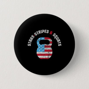 Stars Stripes And Squad Workout Gym Usa Flag 4th J 6 Cm Round Badge