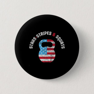 Stars Stripes And Squad Workout Gym Usa Flag 4th J 6 Cm Round Badge