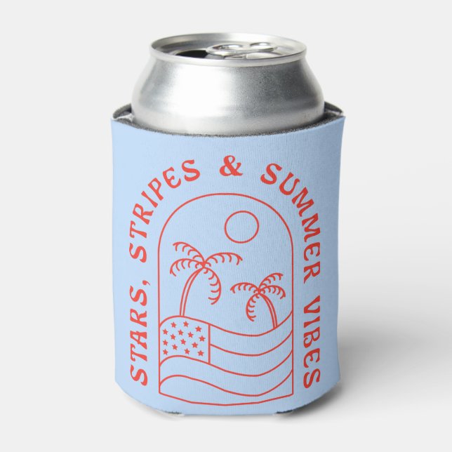 Stars Stripes and Summer Vibes Can Cooler (Can Front)