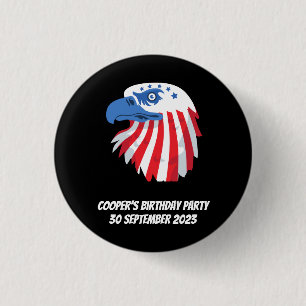 Stars & Stripes Bald Eagle. Customise name/message 3 Cm Round Badge