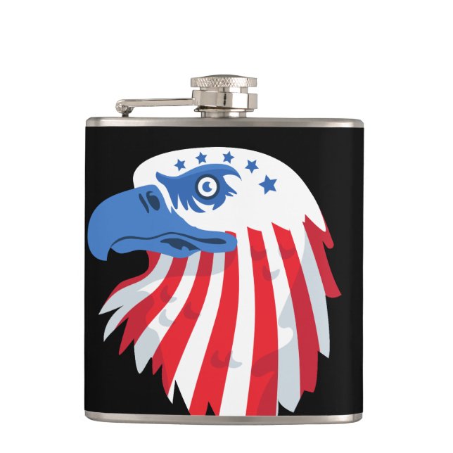 Stars & Stripes Bald Eagle. Customize name Hip Flask (Front)