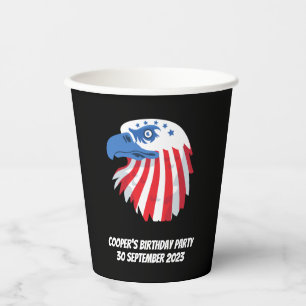 Stars & Stripes Bald Eagle.Customize name /message Paper Cups