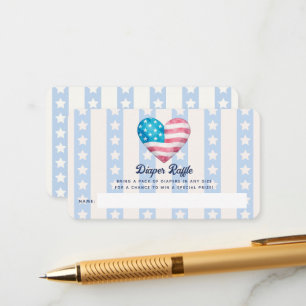Stars Stripes Diaper Raffle Ticket Boy Baby Shower Enclosure Card