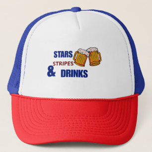 Stars Stripes & Drinks Funny Patriotic 4th of July Trucker Hat