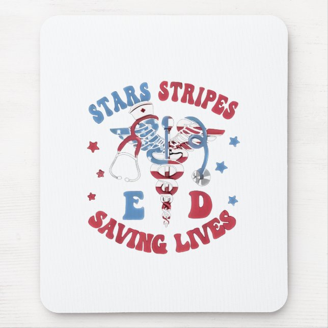 Stars Stripes E D Saving Lives Mouse Pad (Front)