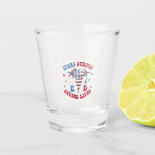 Stars Stripes E D Saving Lives Shot Glass