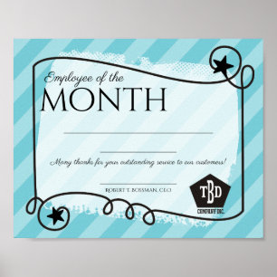 stars stripes employee of the month certificate poster